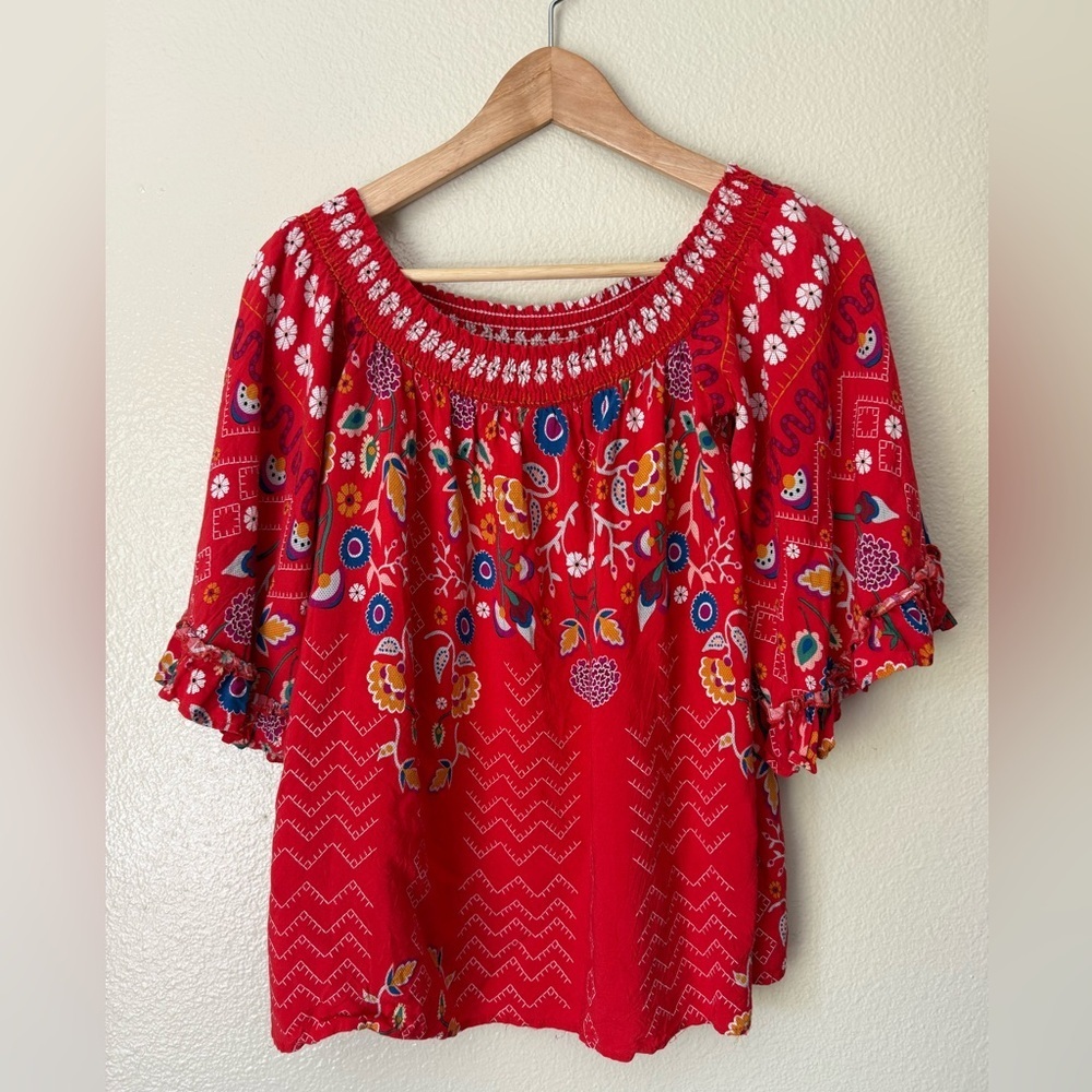JAASE Red and White Ruffled Blouse 2 for $22 ❇️
